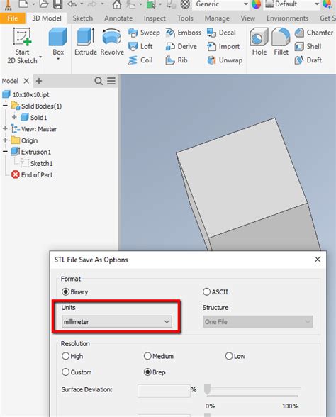 inventor stl export|Exporting STL files using mm units from Inventor .